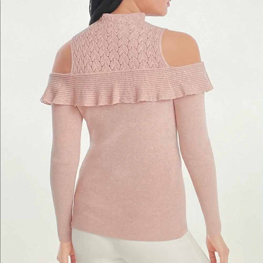 NWT WHBM Cold Shoulder Mock Neck Sweater XS - Picture 13 of 16